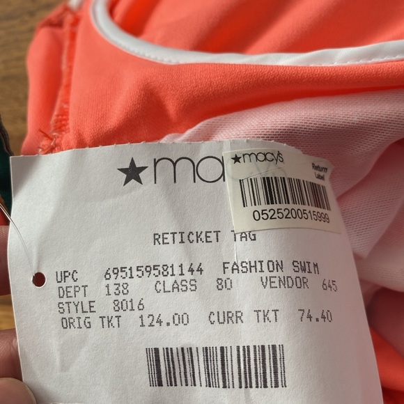 NWT Ralph Lauren Twisted One-Piece Suit in Coral Reef Size 12 - Picture 15 of 15